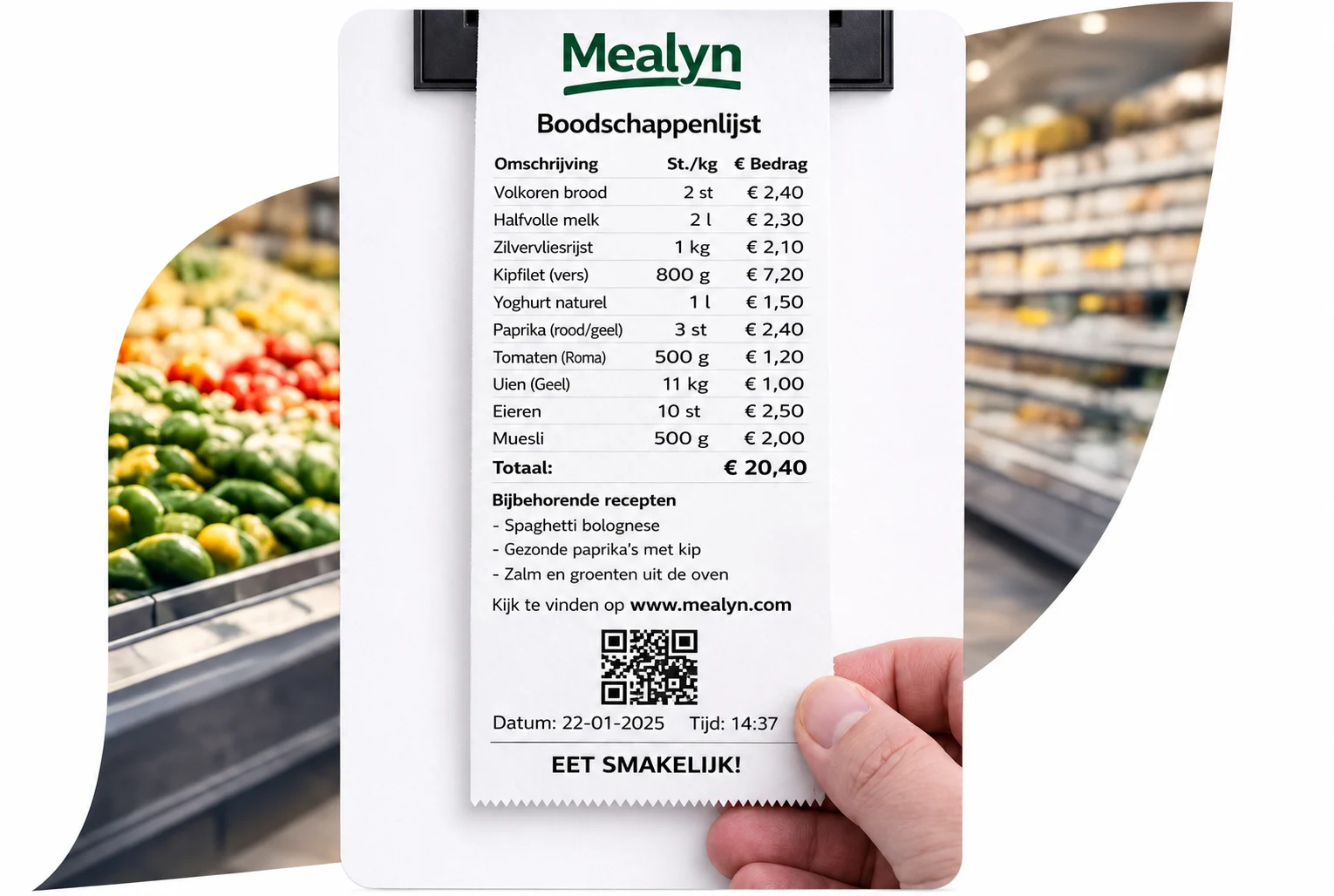 Mealyn shopping list receipt